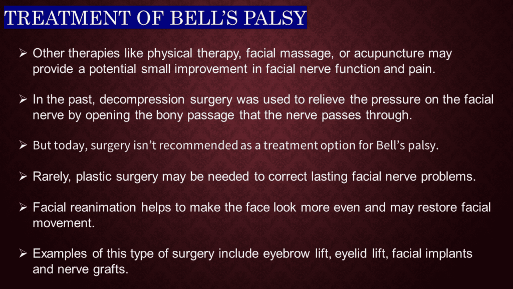TREATMENT OF BELL’S PALSY 
