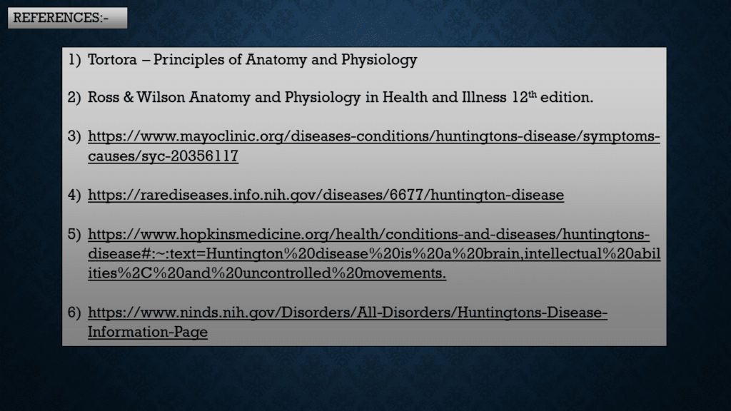 references for Huntington's disease 